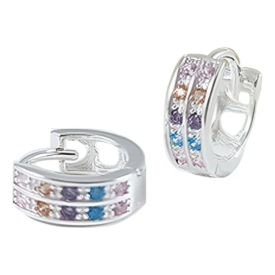 Aros Huggie Aretes Caravanas Pendientes Plata 925 Zirconias