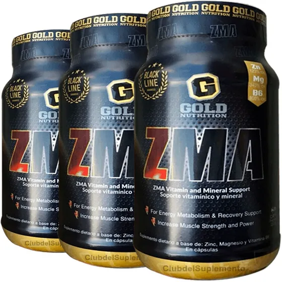 3 Zma Gold Zinc Magnesio Vitamina B6 Pro Hormonal Sube Testo Sabor Sin Sabor