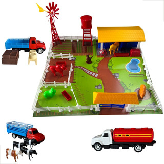 Kit Fazendinha Infantil 46 Peças Com CaminhÔes E Animais Kit Fazendinha Infantil 46 Peças Com CaminhÔes E Animais