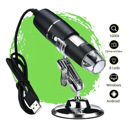 Microscópio Digital Zoom 1600x Lupa Microscópica Portátil Profissional Hd Com Cabo Usb Câmera 2.0 Mp Pc Android Tumblr