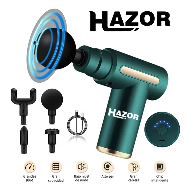 Hazor Pistola De Masaje Pistola Masajeadora De Espalda Carne Masajes Muscular Eléctrica 6 Velocidades Homestyle Masajeadores Electricos Masajeador Cuello Color Verde