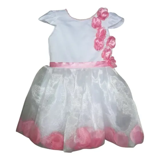 Vestido Elegante Niñas Ds Babystore Blanco Bautizo Comunión
