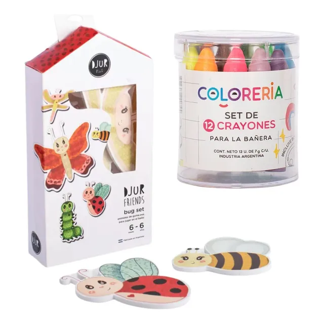 Juego Para Jugar En La Bañera Combo Insectos + Crayones
