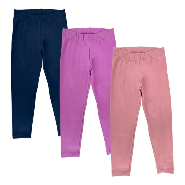 Kit 3 Leggings Cotton Básica Lisa Infantil Juvenil 1-14 Anos Kit 3 Leggings Cotton Básica Lisa Infantil Juvenil 1-14 Anos
