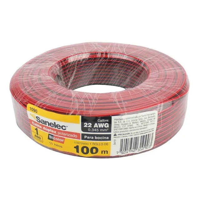 Cable Para Bocina Duplex, 100m Calibre 22 - 1090 Sanelec