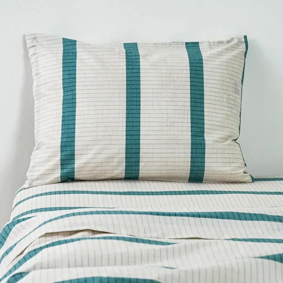 Sabanas 1 Plaza Diseno Campine Lines 144 Hilos Suave Fresca 1 Funda Almohada American Family Canon Algodon Poliester Buen Calce Juego Sabana Cama