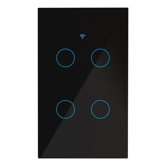 Interruptor Inteligente Cuatruple Wifi Negro Cable Neutro Voltaje nominal 110V