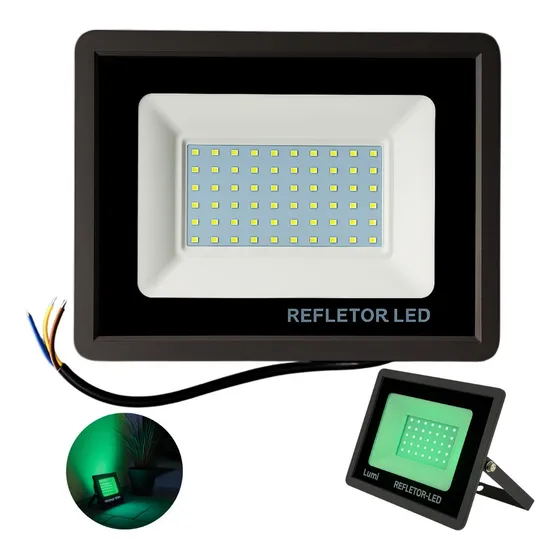 2 Refletores Led Verde 400w Iluminação Forte Externa
