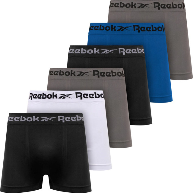 Kit 6 Cuecas Boxer Reebok Sem Costura Microfibra Original Kit 6 Cuecas Boxer Reebok Sem Costura Microfibra Original
