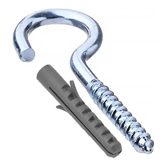 Gancho Parafuso Zincado C/bucha 6mm 100 Buchas + 100 Ganchos
