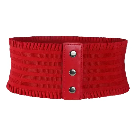 Cinto Corset De Elástico Largo Modela Cintura Botão Babado