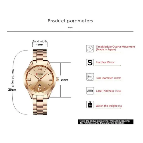 Reloj Metálico Elegante Casual Curren Para Mujer Color Del Bisel Blanco