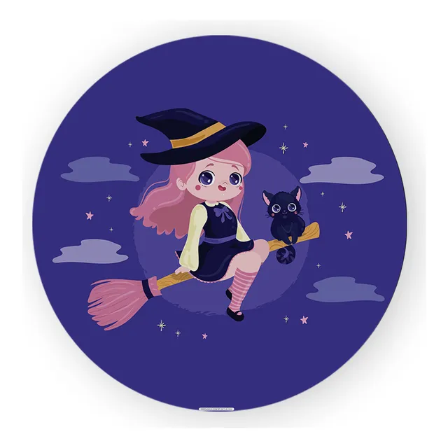 Painel Redondo Veste Facil Tema Bruxinha Halloween Menina