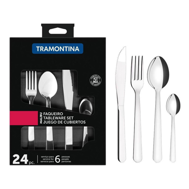 Faqueiro Inox Tramontina 24 Peças Malibu Faqueiro Inox Tramontina 24 Peças Malibu