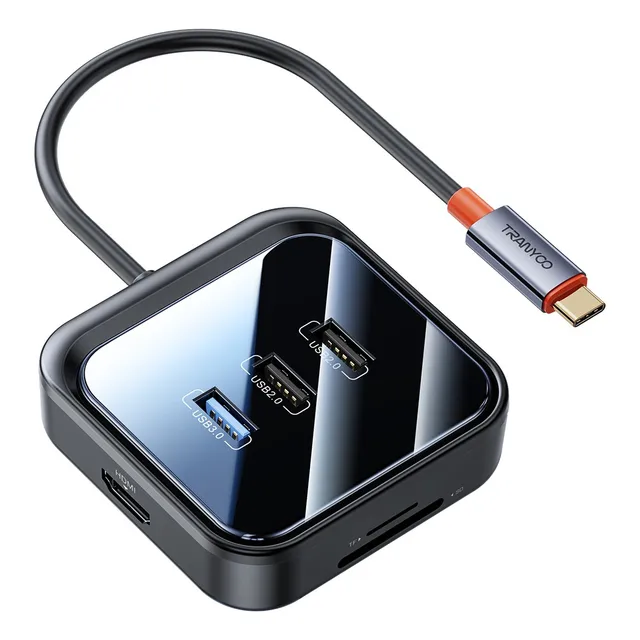 Tranyoo Hub Usb C 6 En 1, Adaptador Usb 3.0 De 5gbps+pd 100w