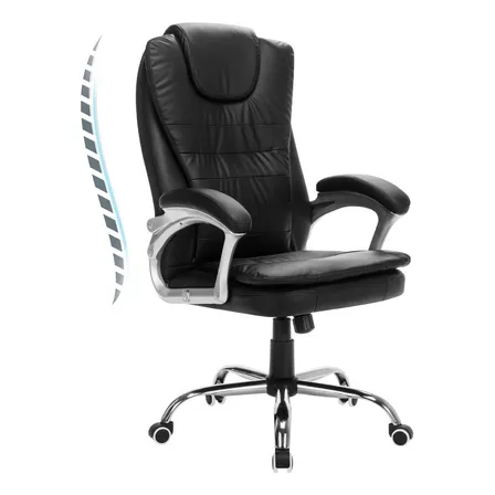 Silla Solana Ejecutiva Silla De Oficina Ergonómica Cuero Sintético Silla De Escritorio Giratoria Vidita Color Negro