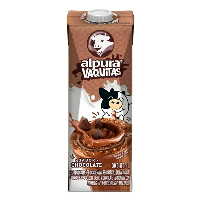 Leche Alpura Vaquitas Sabor Chocolate 1 L. 12 Pzs.