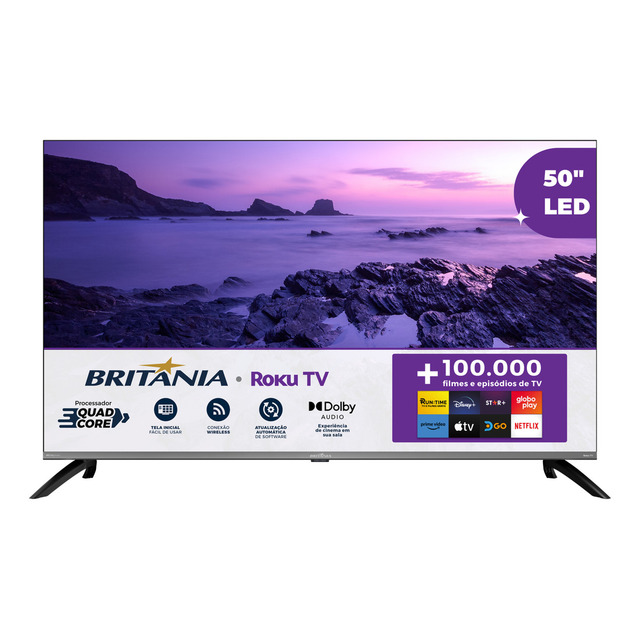 Smart Tv 50 Led 4k Britania B50cra Uhd Roku Dolby Audio Wi-fi Hdmi Hdr10 110/220v Smart Tv 50 Led 4k Britania B50cra Uhd Roku Dolby Audio Wi-fi Hdmi Hdr10 110/220v