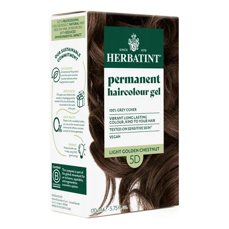 Tintura Herbatint Tintura Permanente Tintura Permanente 5d - Castaño Claro Dorado Herbatint tono 5d castaño claro dorado 10Vol. para cabello x 150mL