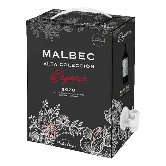 Vino Piedra Negra Malbec Bag In Box Organico 3lts