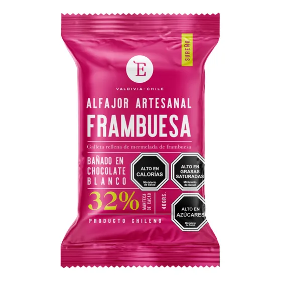 Alfajor Artesanal Frambuesa Choc Blanco Entrelagos 24x40 Gr