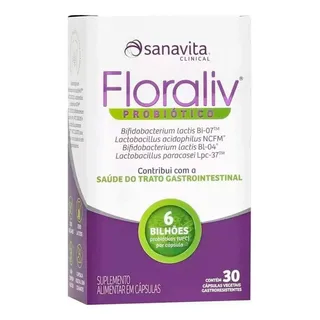 Floraliv Probiótico Sanavita 30 Cåps - 6 BilhÔes Probióticos Floraliv Probiótico Sanavita 30 Cåps - 6 BilhÔes Probióticos