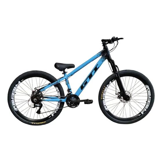 Bicicleta Gti Do Grau Wolfline Aro 26 Azul Preto 21 Freeride