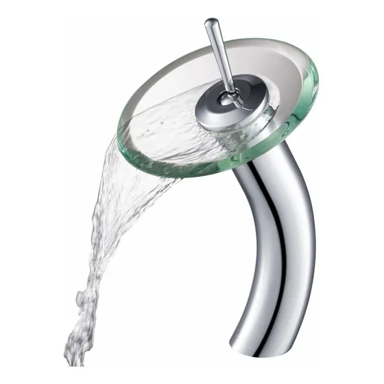 Grifo Baño Cristal Una Sola Palanca Cromado Disco Vidrio