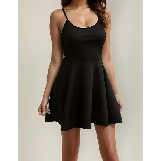 Mini Vestido Casual Solera Acampanado Lycra Talle Único