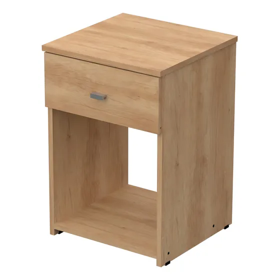 Mesa De Luz 1 Cajon 1 + Nicho Diseño Moderno 56 X 38 X 38 Cm Acabado Mate Color Nebraska Natural