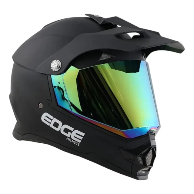Casco De Moto Edge K4 Doble Proposito Integral Negro Mate