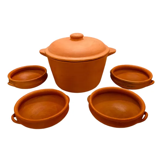 Olla De Barro 6 Lts Con 4 Cazuelas Arte Natural Jujuy 900553