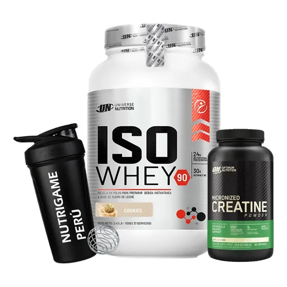Pack Iso Whey 90 1.1 Kg + Creatina Optimum Nutrition 300gr Sabor Cookies