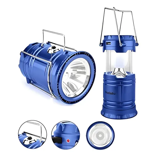 Lampião Retrátil Solar Led Jpcell 10W USB Lanterna Recargável Azul