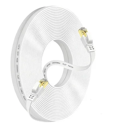 Cabo De Rede Cat8 40gbps 2000mhz 10m Flat Cobre Puro Blindado Ultrafino
