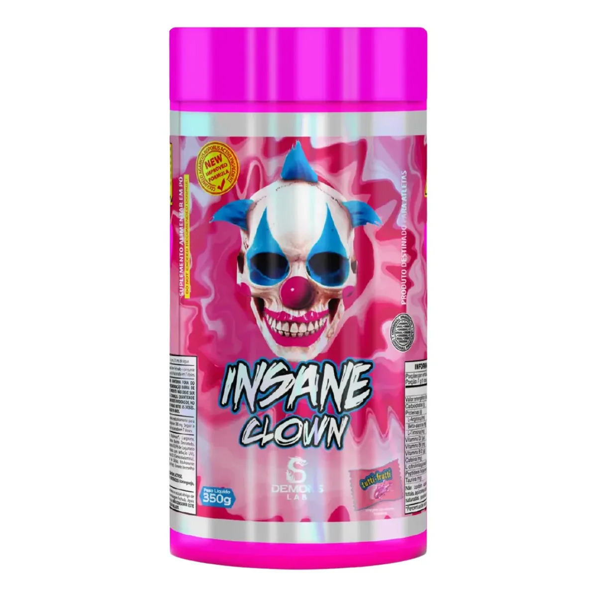 Suplemento em pó Demons Lab Beta alanina Pré Treino Insane Clown 350g Demons sabor Tutti frutti x 350g Suplemento em pó Demons Lab Beta alanina Pré Treino Insane Clown 350g Demons sabor Tutti frutti x 350g