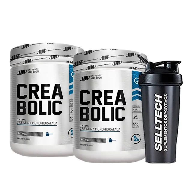 Pack Creatina Universe Nutrition Creabolic 500gr X2 + Shaker