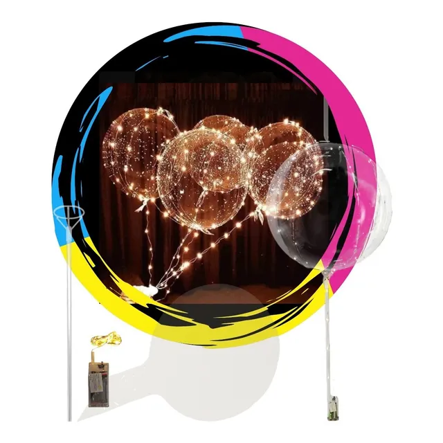 5 Burbujas Cristal Esfera 18  + Led Blanco + Soporte 40cm 