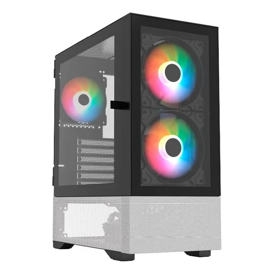 Gabinete Balam Rush Nitrox Aircool 5500cbw 3 Fan Media Torre Color Negro/blanco