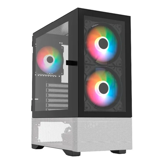 Gabinete Balam Rush Nitrox Aircool 5500cbw 3 Fan Media Torre Color Negro/blanco