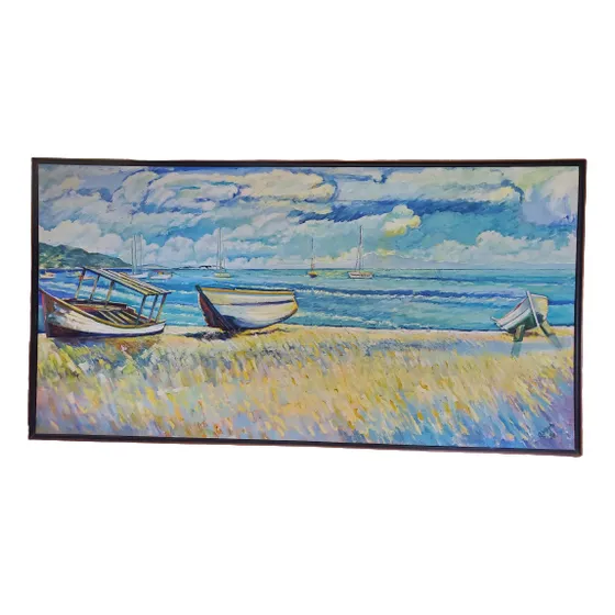 Cuadro Paisaje Marino, Autor R. Moya, Año 98