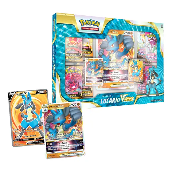 Box Pokémon Escarlate E Violeta Lucario V-astro Cards Cartas Copag 41021