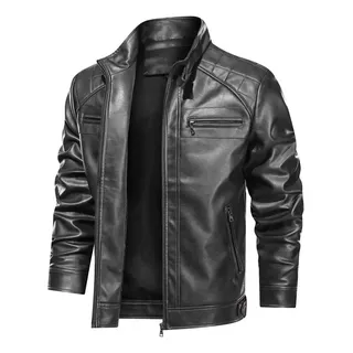 Jaqueta De Couro Masculina Slim Forrada Motociclista Jaqueta De Couro Masculina Slim Forrada Motociclista