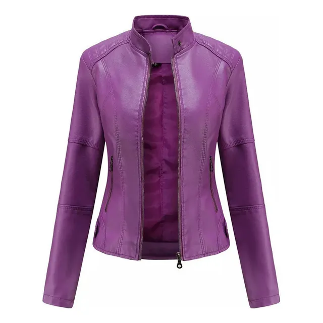 Jaqueta Feminina De Couro Para Motocicleta Handsome Coat