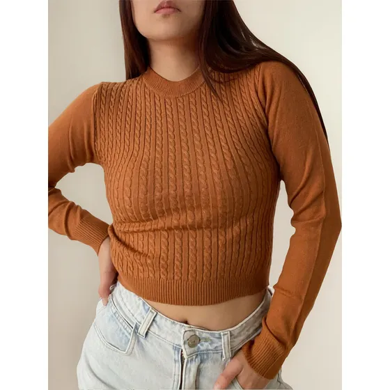 Sweater Corto  Bremer Suave Trama Trenzado Mujer
