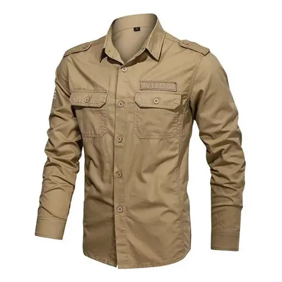 Camisa Casual De Algodón De Manga Larga For Hombre