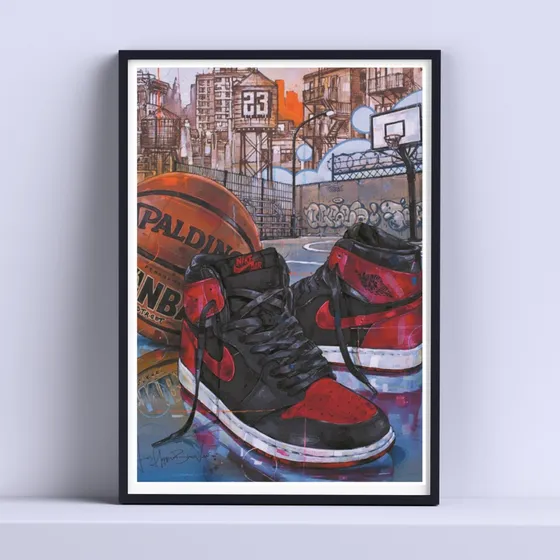 Cuadro Nike Jordan 1 Retro High Deco 30x40cm Listo P Colgar
