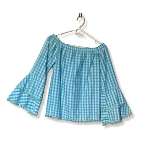 Blusa A Cuadros Manga Campana 