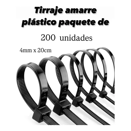 Tirrap Tirraje Cinta De Amarre  Precinto 4mmx20cm X 200 Unid