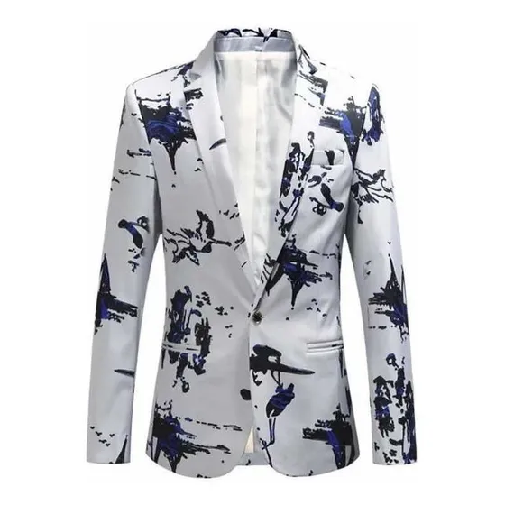 Chaqueta Con Estampado De Pajaro Floral Para Hombre